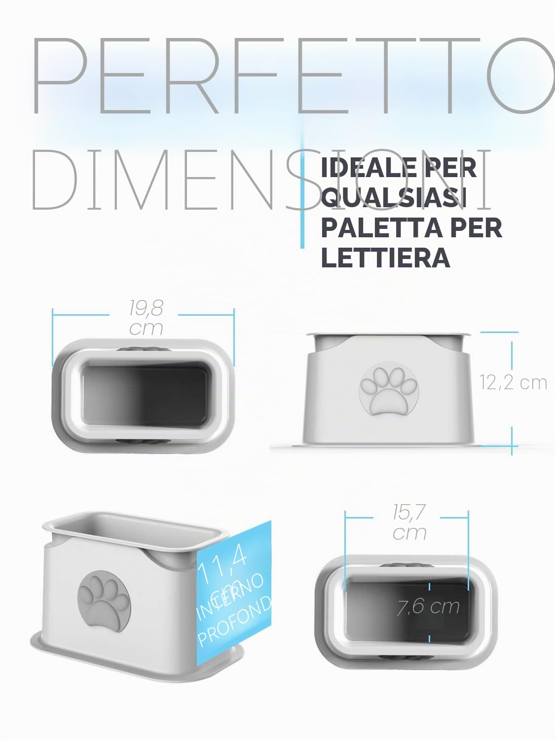 iPrimio Supporto universale per lettiera per gatti, resistente, con paletta per tenere stabile la lettiera del gatto, accessorio per lettiera per gatti, funziona con plastica e metallo, 4 opzioni di