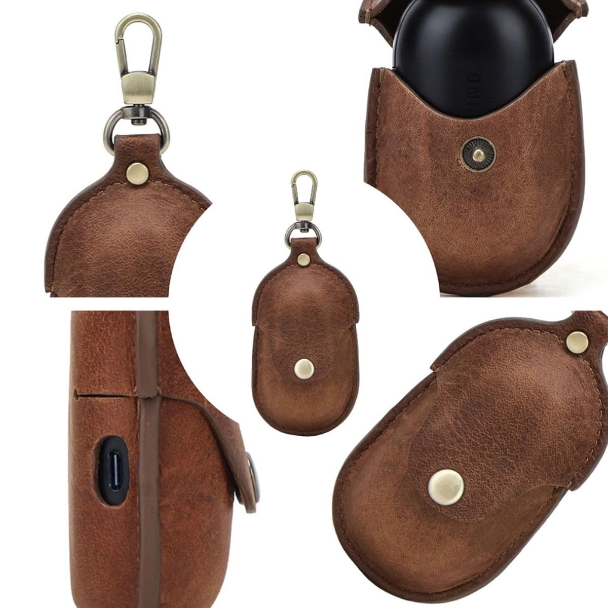 HEMOTON 2piezas Estuche De Cuero Genuino para Auriculares Inalámbricos Almacenamiento Portátil Protección y Diseño Elegante Marrón