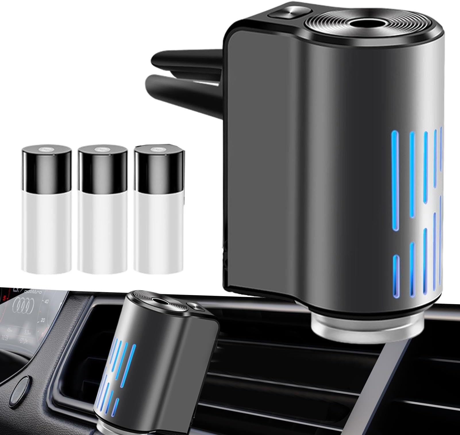 Air Diffuser For Car – Smart Car Air Purifier With Long-Lasting Perfume Diffuser And 3 Oil Bottles For Aromatherapy Smart Car Aromatherapy Diffuser – Long-Lasting Car Perfume Diffuser With 3