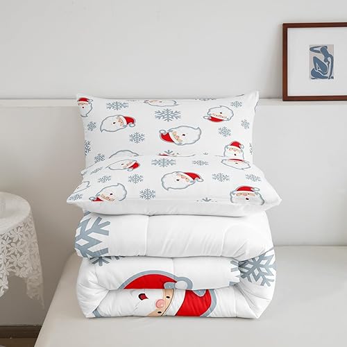 Miniatura 5 de Erosebridal Juego de edredón de Papá Noel, regalo de Año Nuevo, ropa de cama para niños y niñas, juegos de ropa de cama de 3 piezas, decoración de