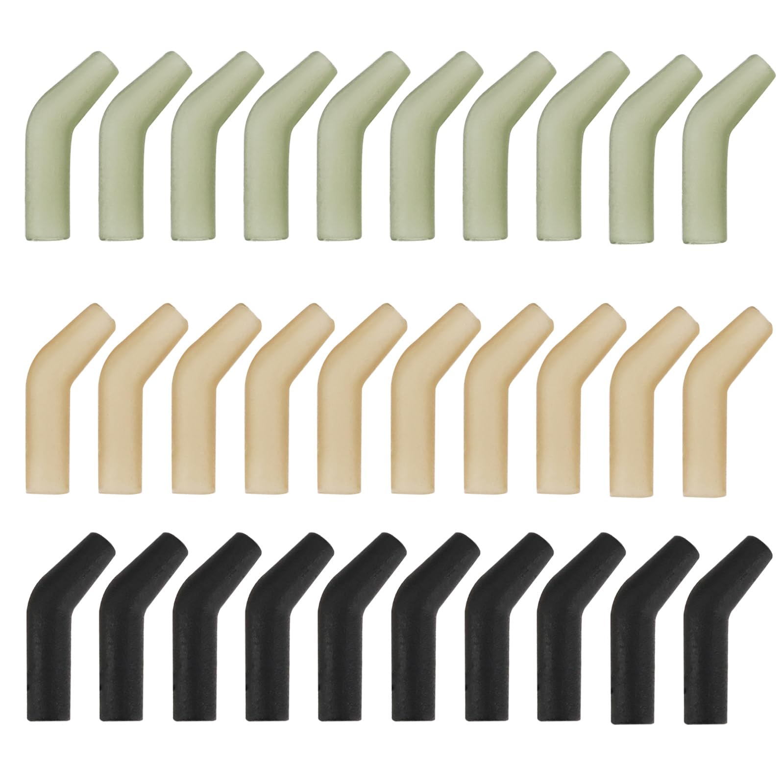 OTOTEC 30PCS Carp Fishing Hook Kickers Length 11mm for 2/4/6/8 Size Fish Hooks for Saltwater Freshwater TPR Aligner Fishhook Sleeves Dark Green/Brown/Black