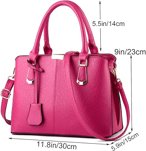 Vista 4 de XingChen Bolsos y bolsos de mano para mujer, bolso de mensajero de moda para mujer, de piel sintética, con asa superior, bolso de hombro 2-Rosa