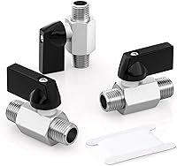 Vista 21 de GASHER 6 piezas de válvula de bola de latón mini de 1/4 pulgada, interruptor de apagado, rosca NPT de 1/4 pulgada macho x hembra para tubo de ajuste
