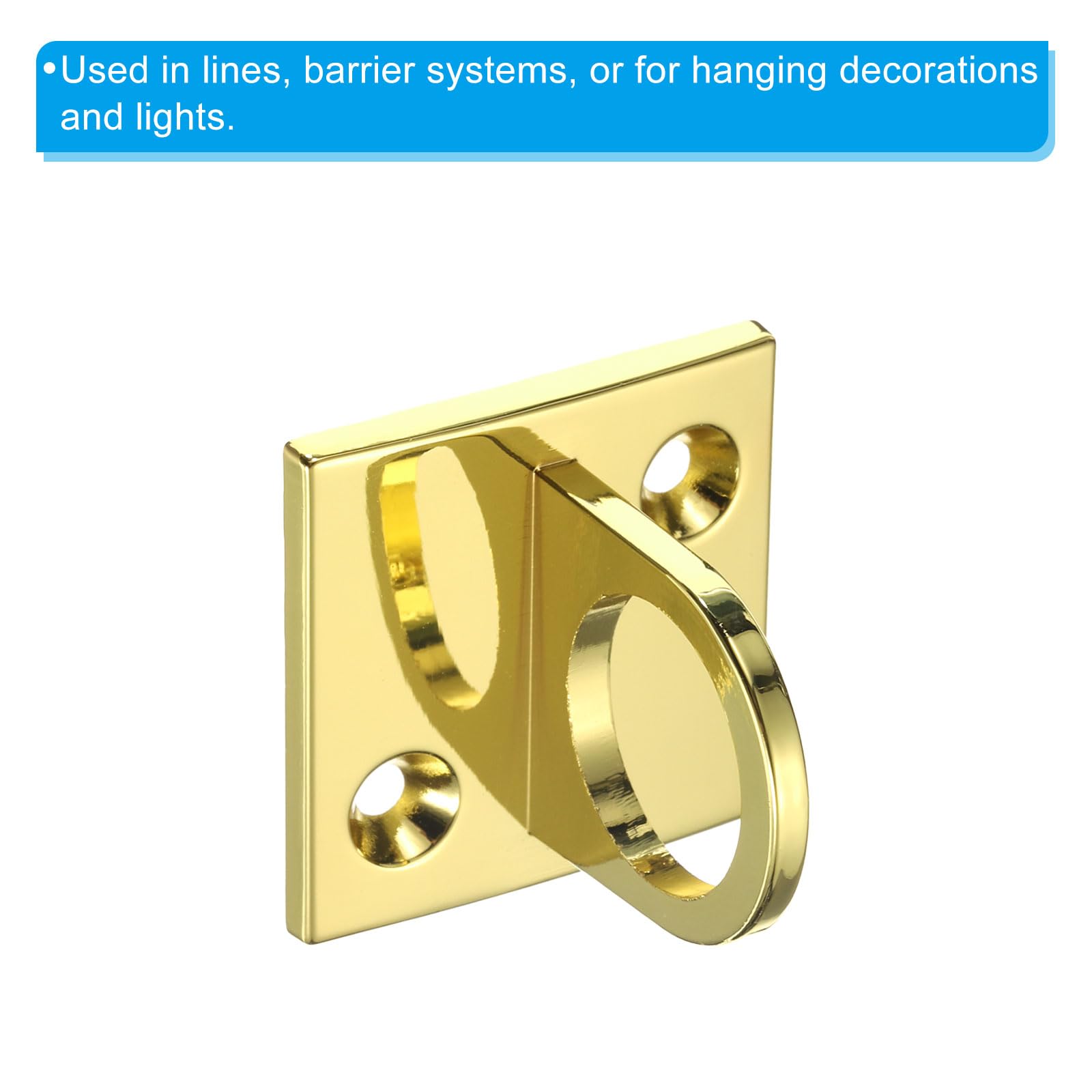PATIKIL Piastra Occhiello a U, 2 Pezzi Gancio a Soffitto in Metallo con Viti Tubi di Espansione Ring Hardware per Appendere Corde in Barriera di Coda, Dorato