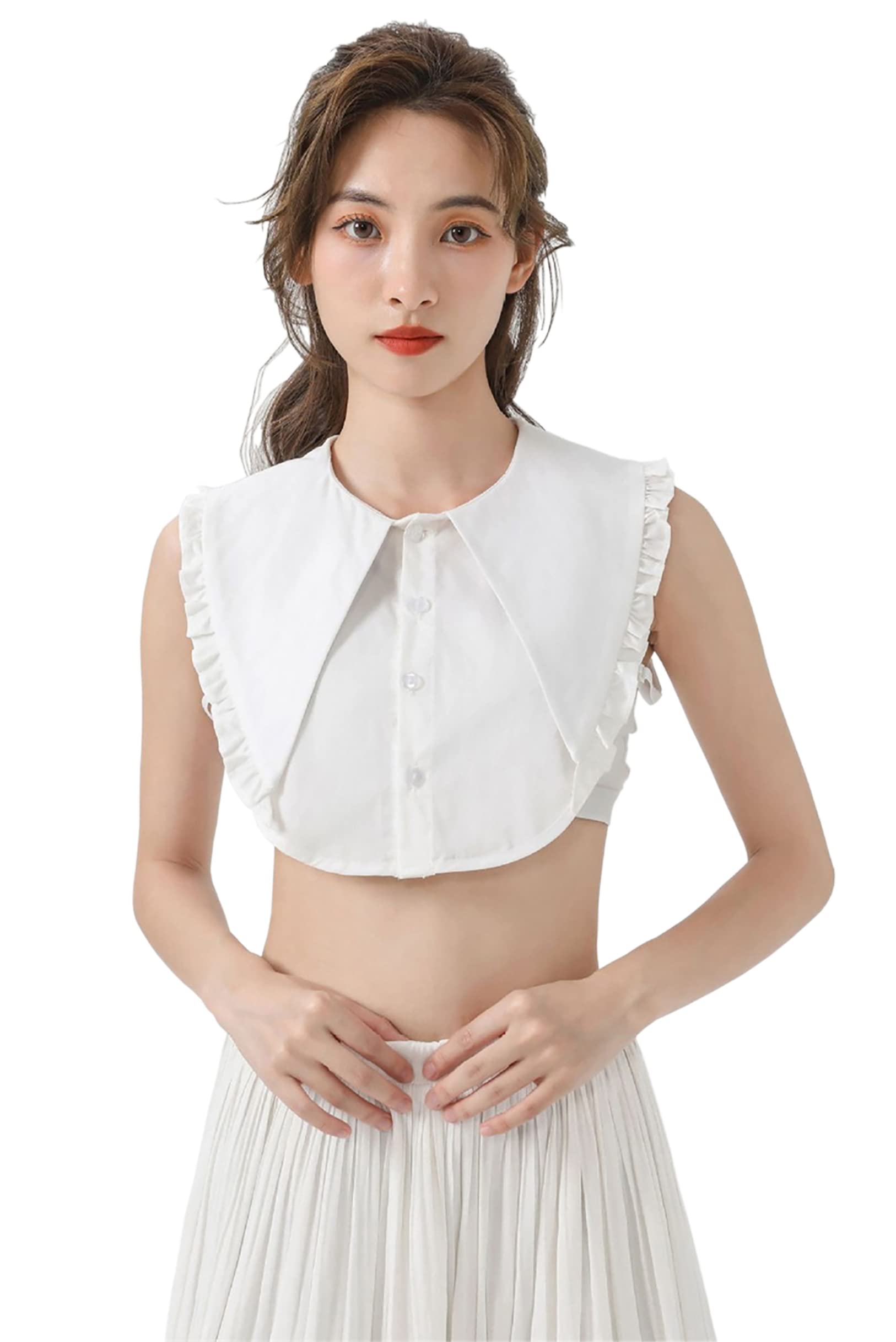 Womens Fake Collar, Chiffon Detachable Half Shirt Dickey Collars