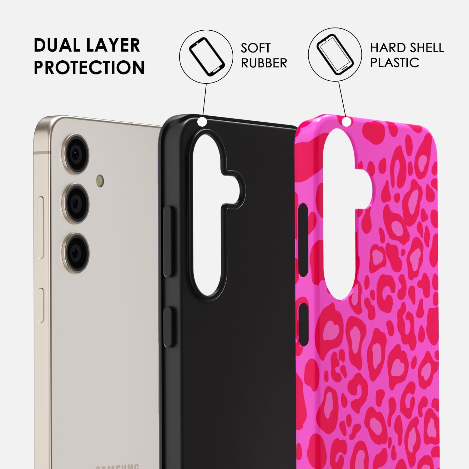 Svanove Cheetah Print Phone Case for Samsung Galaxy S25 Case Girly, Cute Leopard Case for Women, Luxury Trendy Retro Cool Animal Print Design, Aesthetic Pattern Y2k Hard Shell Plastic Cover, Hot Pink image 3