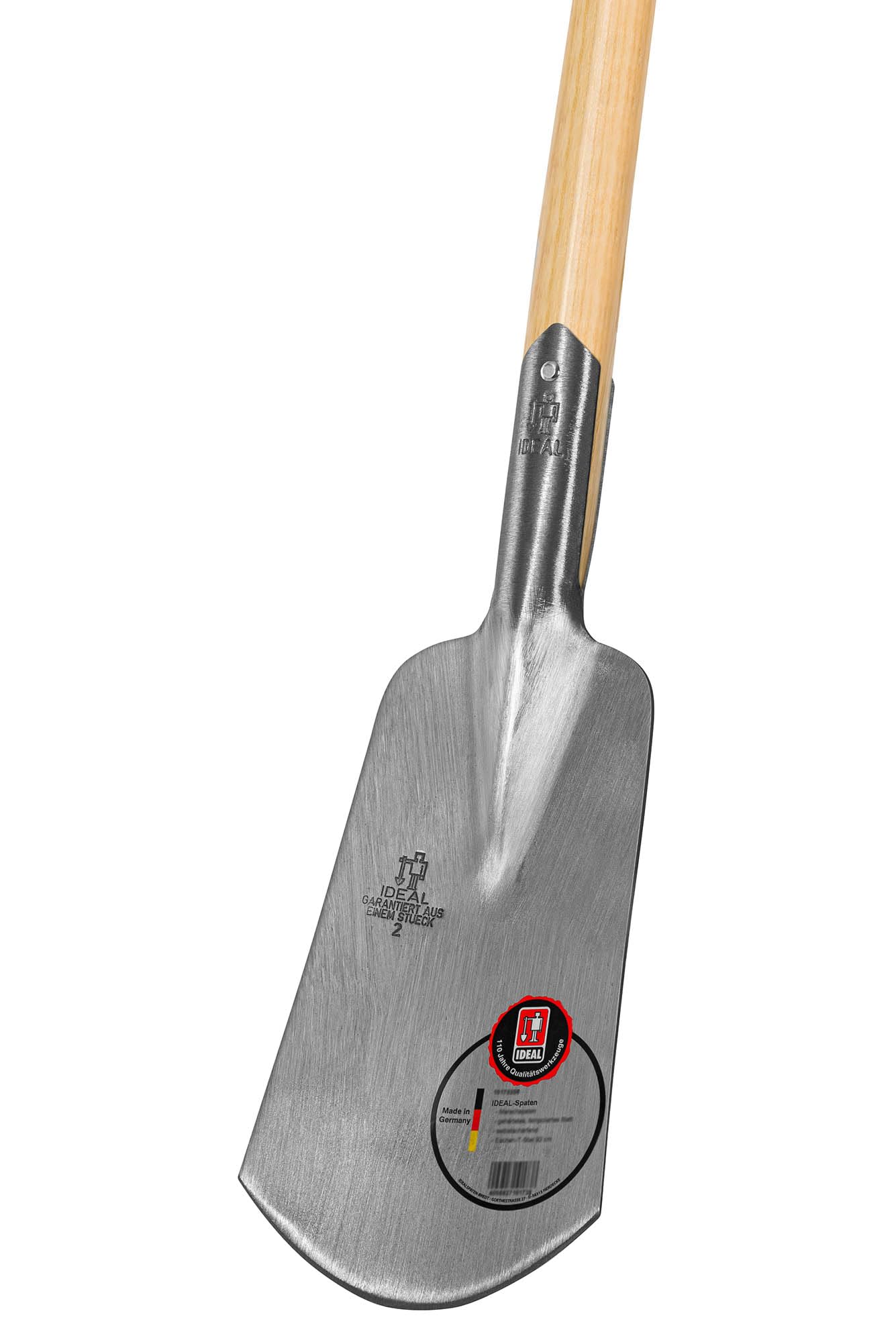IDEAL-Marschspaten | für schwere Marsch- & Lehmböden | feinpolierter Doppelfederspaten, selbstschärfend, ohne Tritt, Eschen-T-Stiel 92 cm