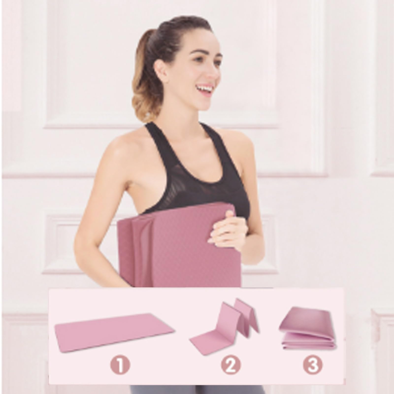 Doblable Viajes Esterilla de Yoga Suave Esterilla Gimnasia Ecologica Esterilla Pilates PortáTil Multifuncional Esterilla Entrenamiento para Gimnasio Estiramientos AeróBics