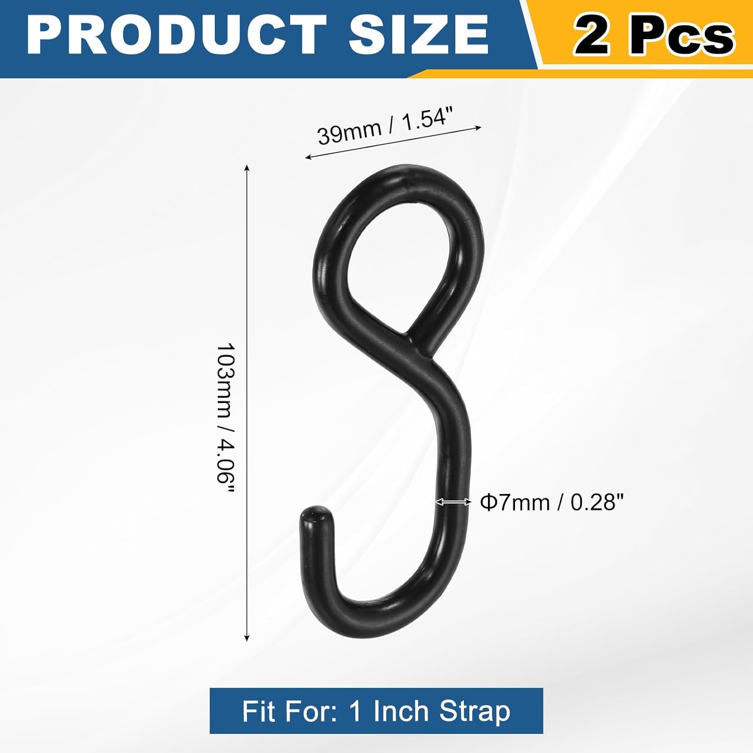 uxcell 2Pcs S Hook Hook, 7mm Dia 1102 lbs Ratchet Strap Tie Down Hook for 1" Tie Down Straps Wedding, Cars Trucks Trailers Binder Accessories