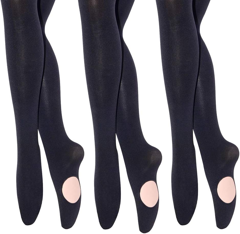 MANZI 1-3 Pairs Women's Girl's Dance Tights Convertible Transition Ballet Tights 40D