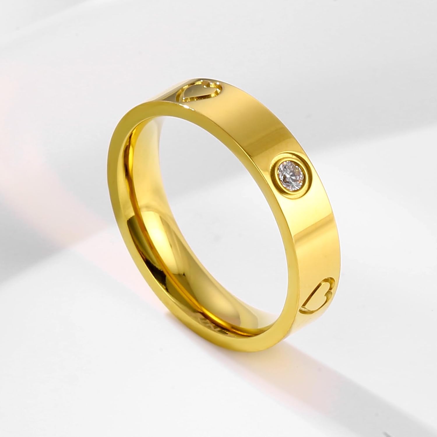 Women Love Friendship Ring 18K Gold Silver Plated Cubic Zirconia Stainless Steel Promise Ring Wedding Band Jewelry Birthday Gifts For - Image 3