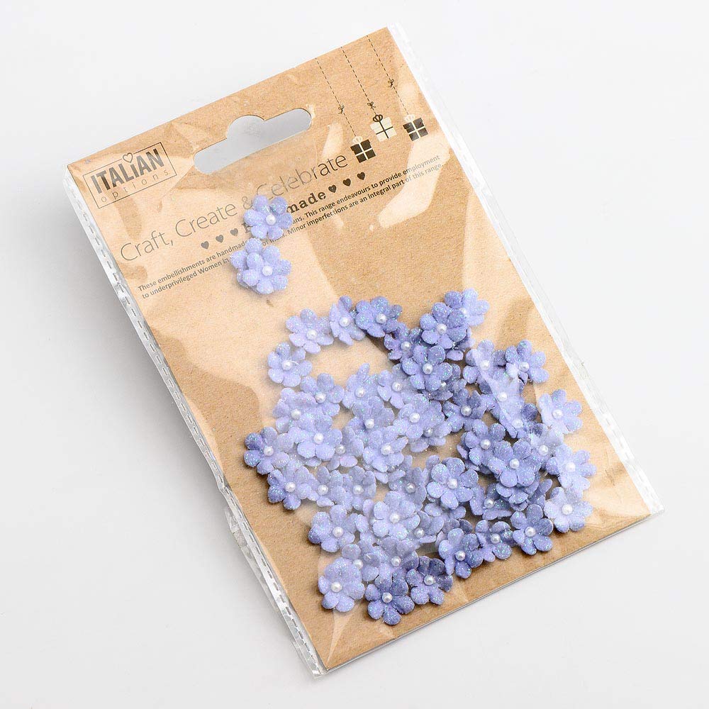 1cm Mini Glitter Paper Craft Flowers - Lilac (Pack of 60) — image 1