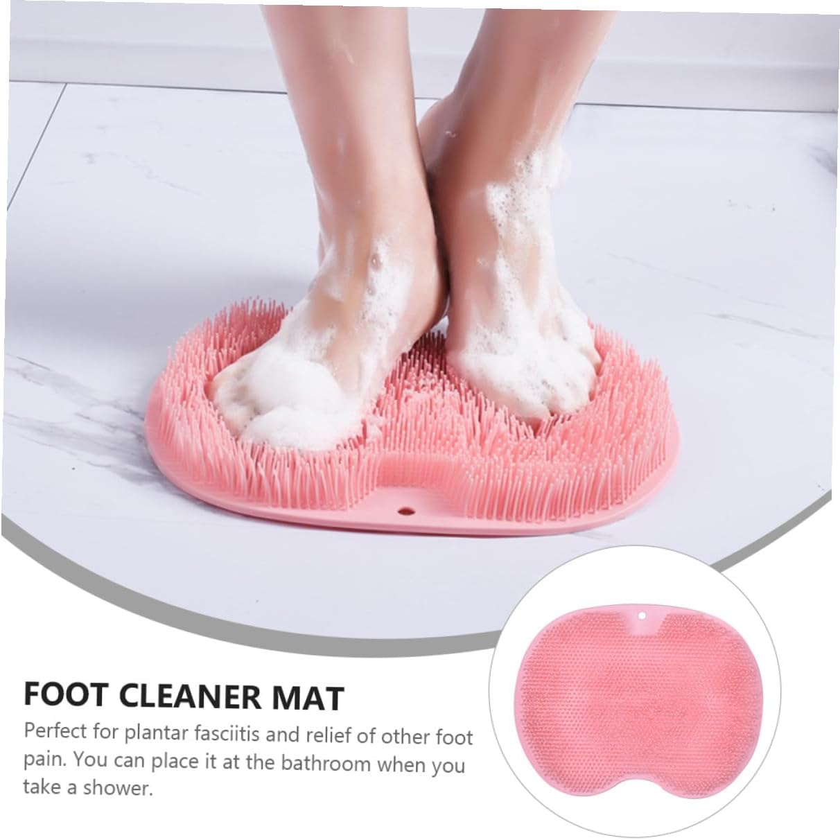 COLLBATH Multi-Function Pink Foot Massager Scrubber Mat with Non-Slip Suction Cups for Shower and Bathing, Foot Cleaner Massage Pad for Dead Skin Removal and Circulation Improvement