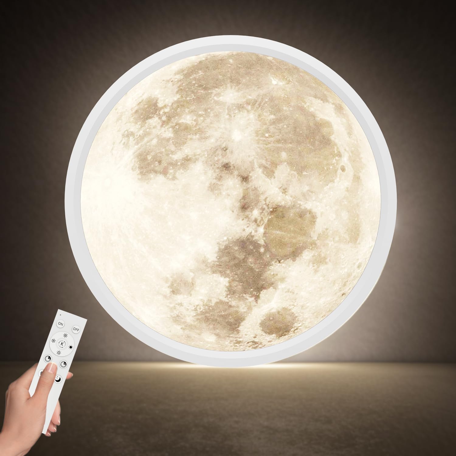 Aphyni Plafoniera LED Soffitto Moderna 24W Ø30cm,Design elegante della superficie lunare,Dimmerabile Facile da Installare Lampada da Soffitto 3000K-6500K per Camere da Letto,Soggiorno,Balcone