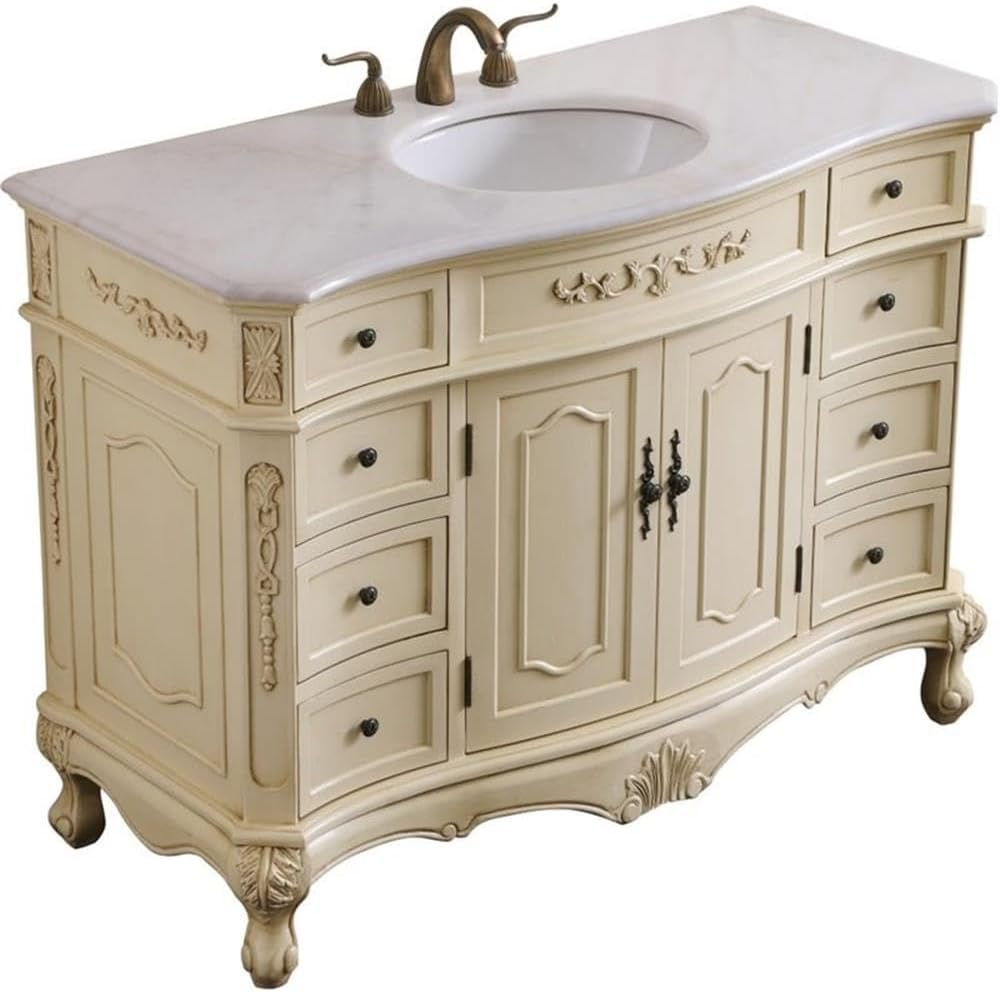 Elegant Decor Danville 48" Single Marble Top Bathroom Vanity in Light Beige