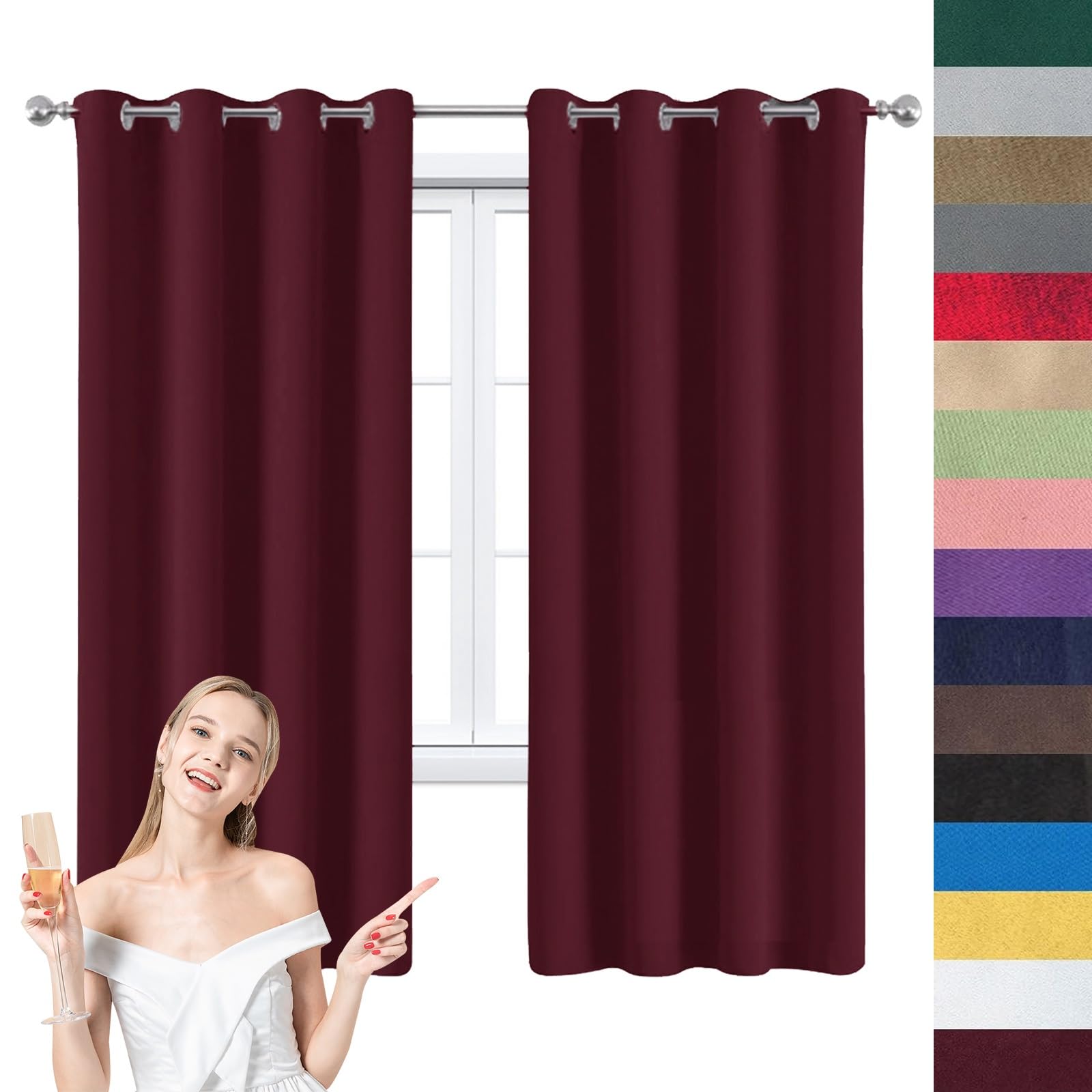 Rideau occultant pour cuisine et chambre créant une ambiance cosy couleur vin rouge