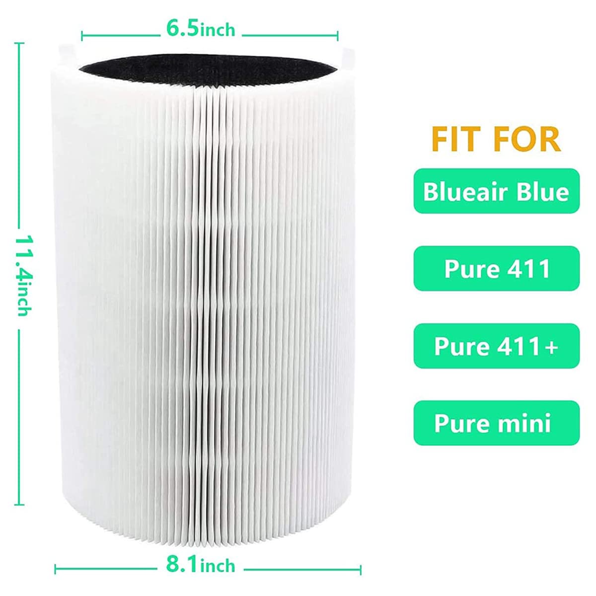 2 sztuki filtrów zamiennych do Blue Pure 411,411+ i oczyszczacz powietrza, HEPA i filtr kompozytowy z węglem aktywnym