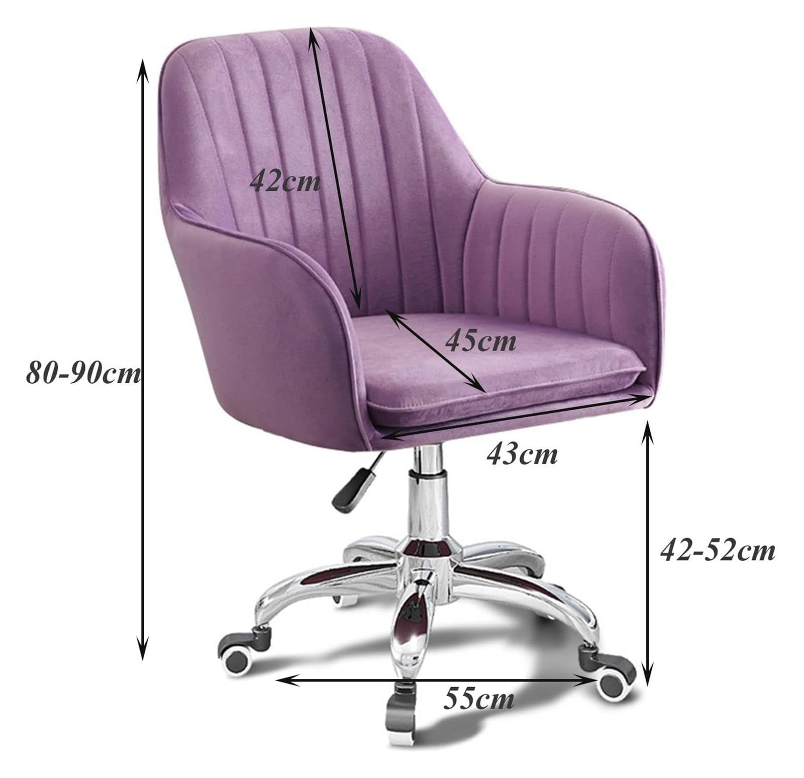 FurnitureR Carnation Schreibtischstuhl – 2er Set, Höhenverstellbar, Ohne Armlehne, Lila & Blau