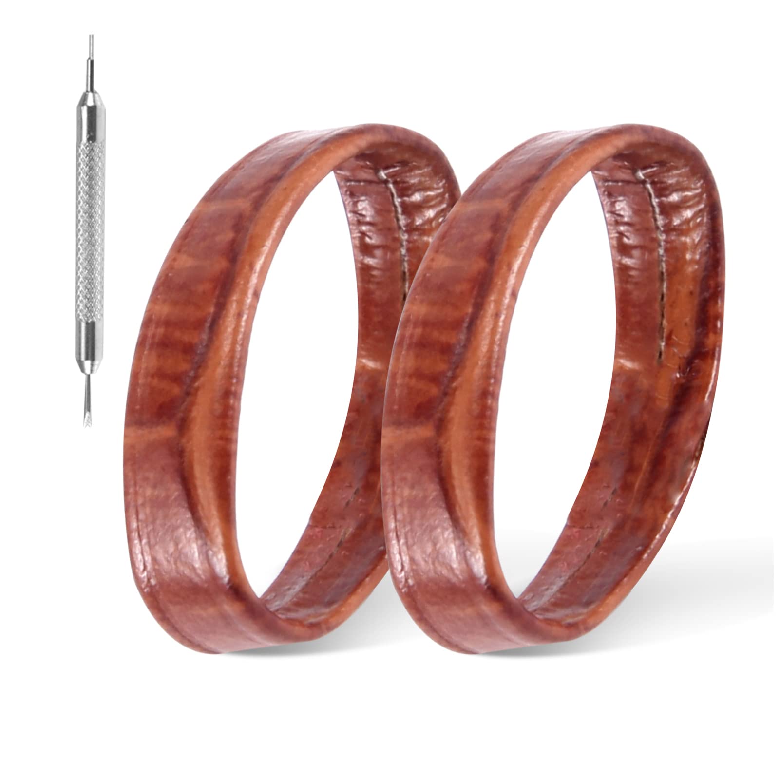 Generic2 Pack Genuine Leather Replacement Watch Band Loop Strap Holder Keeper 16mm 18mm 20mm 22mm 24mm with Tools White Black Red Brown Blue