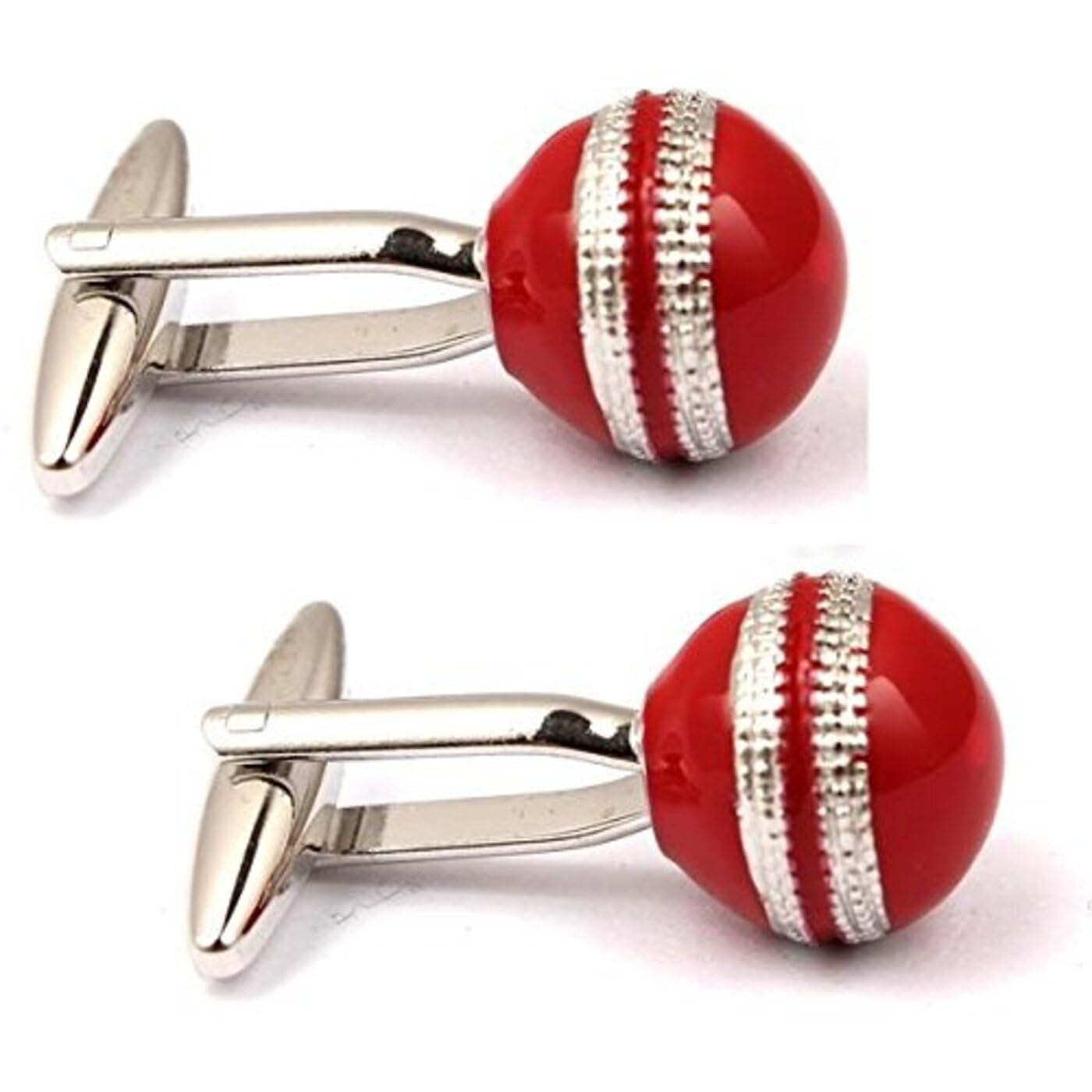 Red Ball And Silver Bat Set Cufflinks For Men-image-0