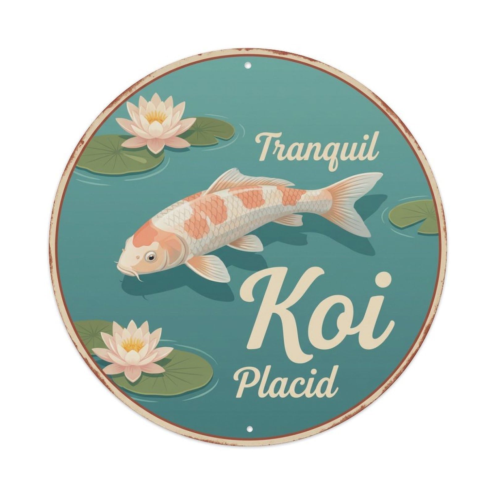 Koi Fish Tranquil Placid Serene Waters Peaceful Calm Still Metal Tin Sign