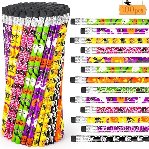 HINZER 130PCS Mochi Squishy Toys Party Favors + 100PCS Halloween Pencils for Kids Cover