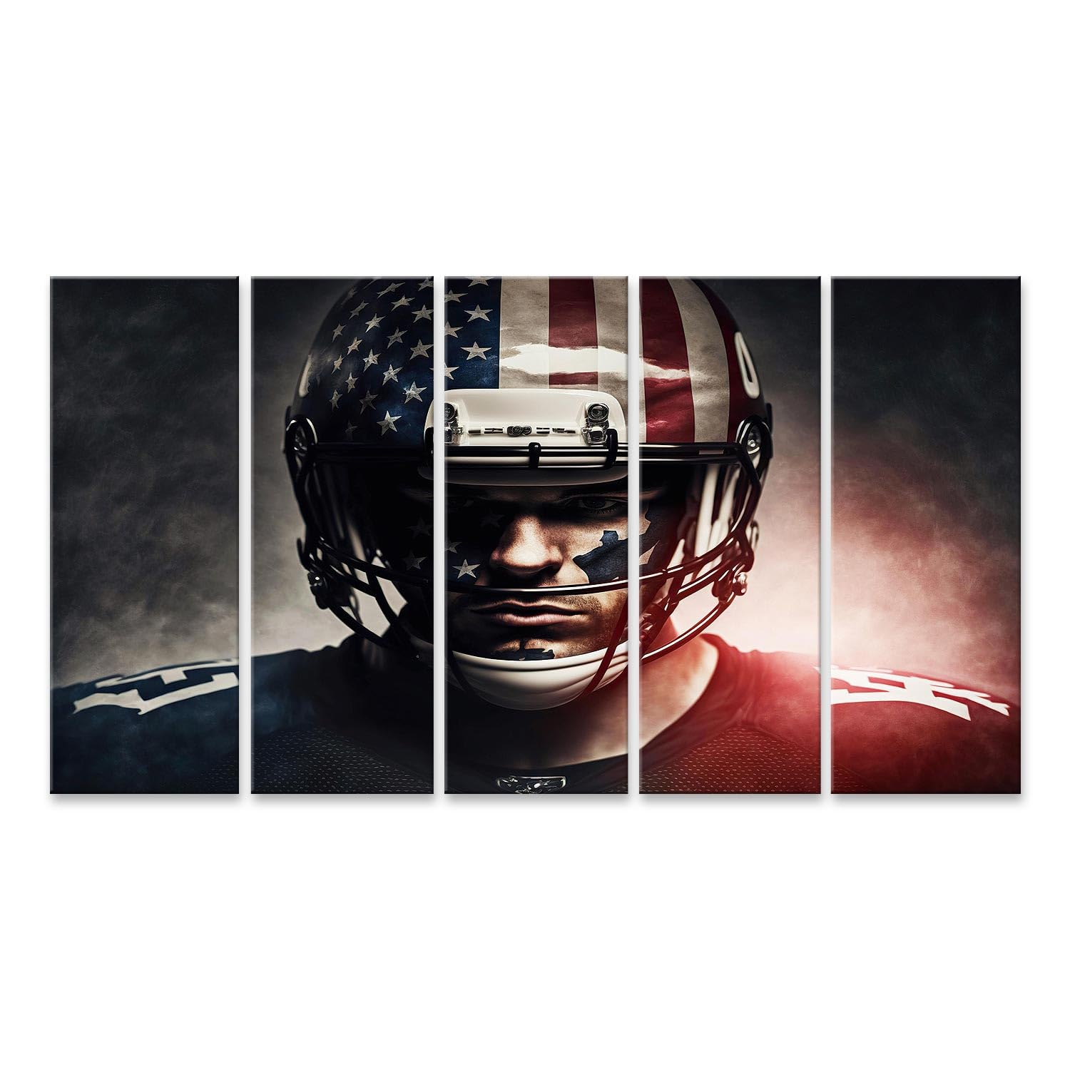 islandburner Primo Quadro su Tela Faccia Dipinto Americano Football Giocatore Indossa Casco Protezione Grande Rplan Immagini Poster