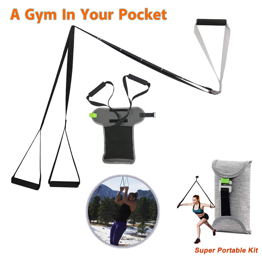 Wicofen Sports Pocket Monkii Fitness Training Kit - Adjustable Suspension Trainer Kit Professional Gym Fitness Training Straps for Home Gym Workout a Gym in Your Pocket(Simple and Light)