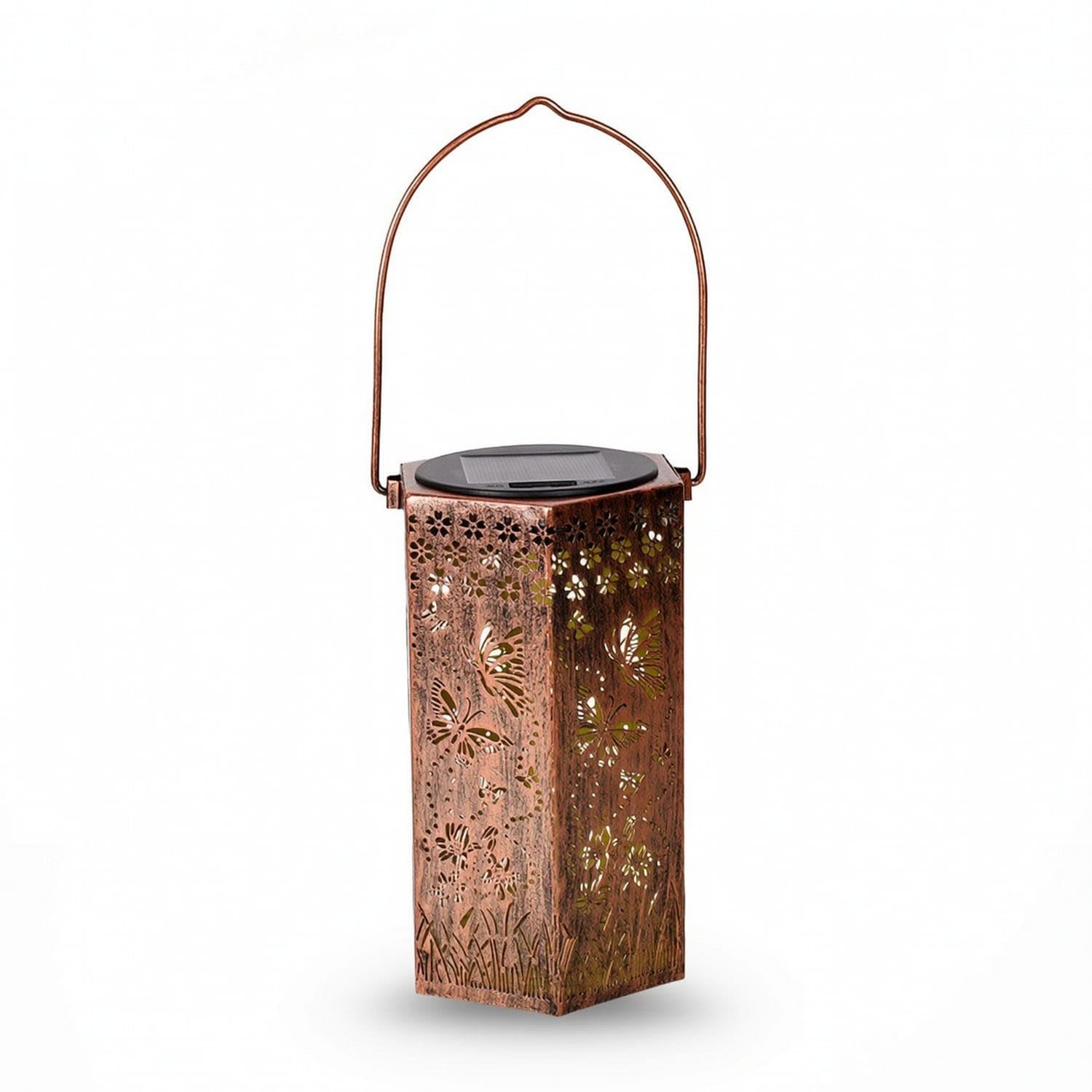 Decorative Solar Lantern Waterproof Hanging Lantern with Handle Hollow-Cut Outdoor Light Weatherproof for Courtyard, Pathway, Hollow Butterfly-image-47