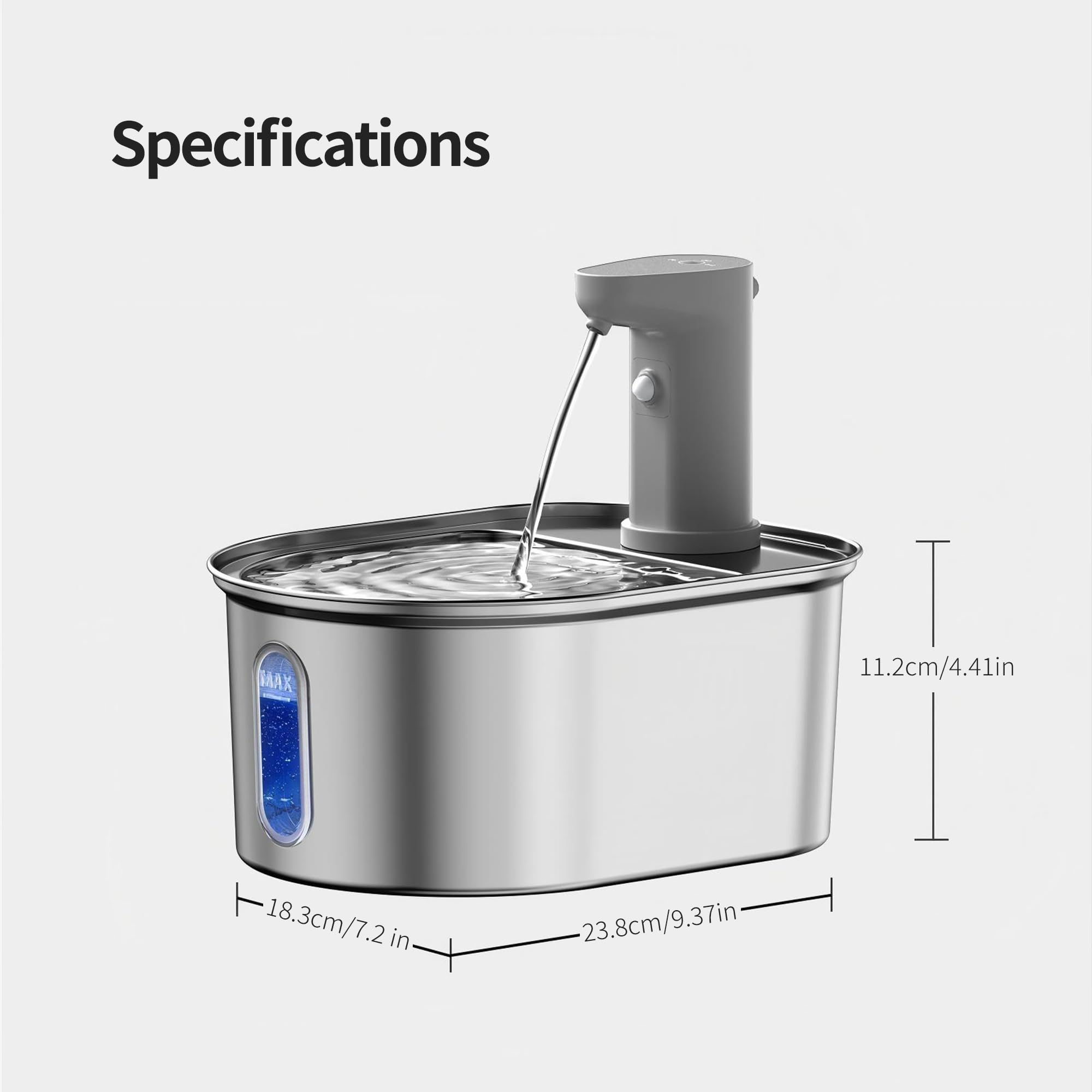 Wireless Cat Water Fountain Cordless: Stainless Steel Cat Fountains for Drinking 108oz/3.2L Battery Operated Pet Water Fountain Indoor with Motion Sensor - Rechargeable Automatic Water Dispenser - image 8