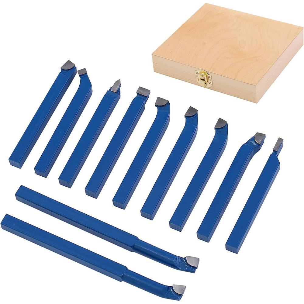SET UTENSILI PER TORNIO DA TAGLIO 16X16mm 11pz BRASATI IN ACCIAIO AL TUNGSTENO SCATOLA LEGNO