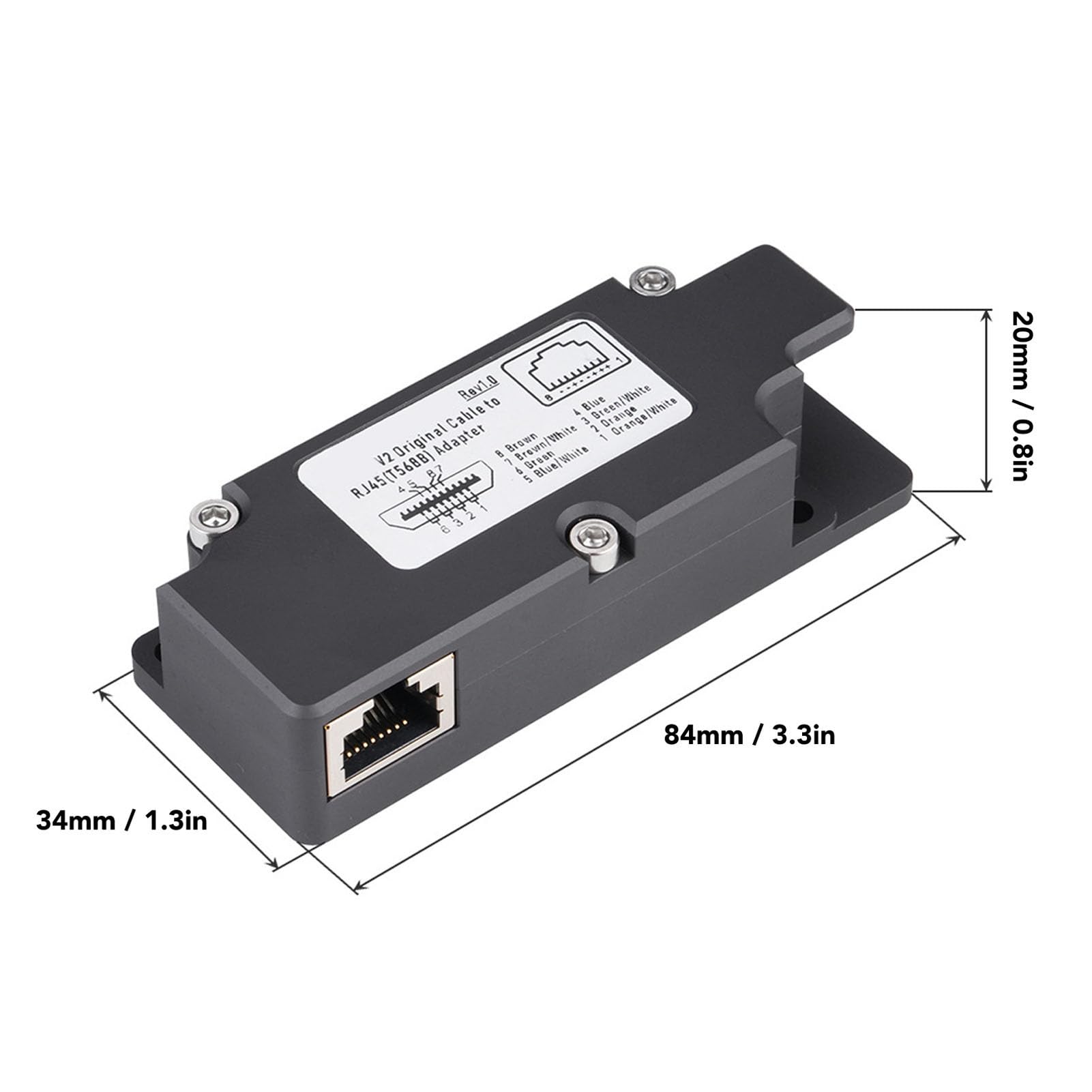 Dishy V2 to RJ45 Ethernet Adapter with CAT8 Cable T568B Pin Aluminum Alloy Housing for V2 Rectangular Dish Satellite Antenna