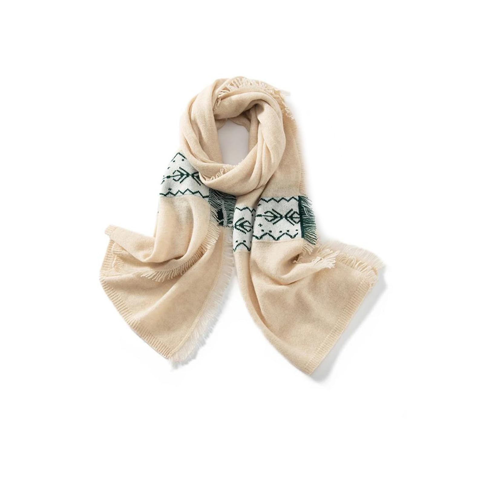 Szalik kaszmirowy, Wełniany szal z kaszmiru Chusta Pashmina teksturowanymi frędzlami Lekki, cienki dla kobiet i mężczyzn(Beige)