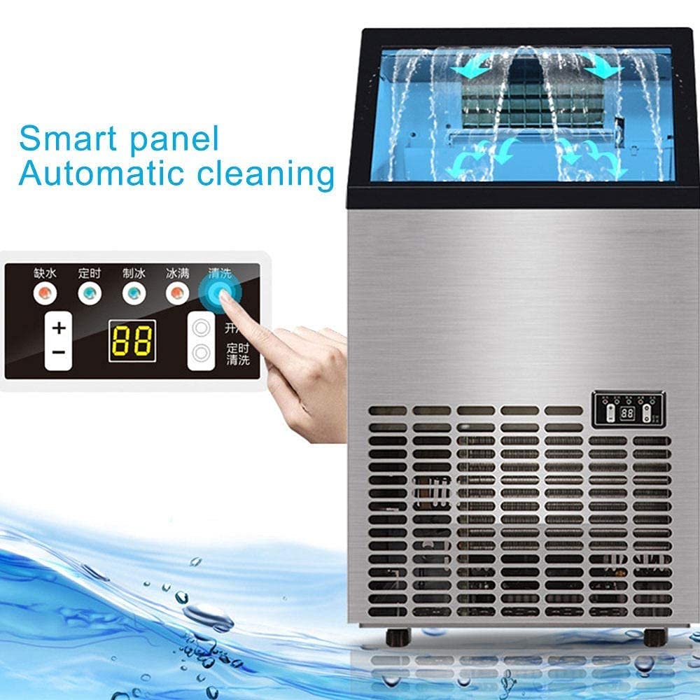 Iiposaqq Ice Cube Maker Commercial Ice Maker 50 Kg Of Ice Per 24 Hours Adjustable Thickness 36 Cubes Per 15 Min Great For Pub Restaurants Hotels Coffee Shops Stainless Ste on Fridge.com - View 5