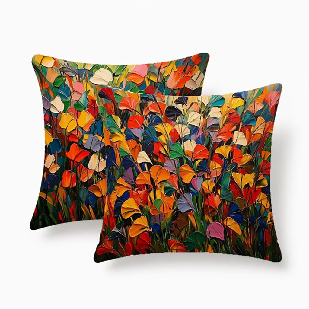 Coussin extérieur imperméable 60x60 avec housse lin motif feuille pour canapé