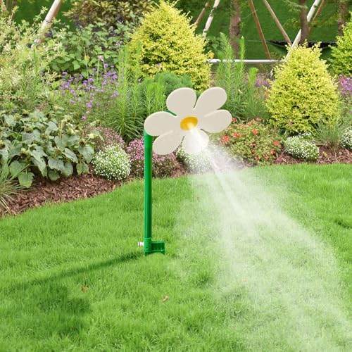 Crazy Daisy Sprinkler - 360° Rotating Dancing Flower Water Sprinkler for Lawn & Garden, Fun Irrigation Tool for Yard Watering Kids & Pets Playing, Durable Plastic Base with Vibrant Design (White)