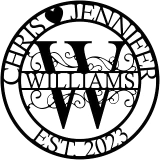 Personalized Family Name Sign with Heart, Split Letter Monogram Wall Art Decor, Durable Steel Family Last Name Decor, Custom Signs Indoor or Outdoor, Personalized Wedding Gifts, Housewarming Gift