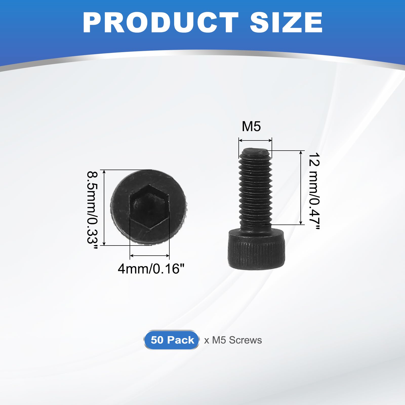 PATIKIL M5 x 12mm Hex Socket Head Screws Cap Bolt - Image 2