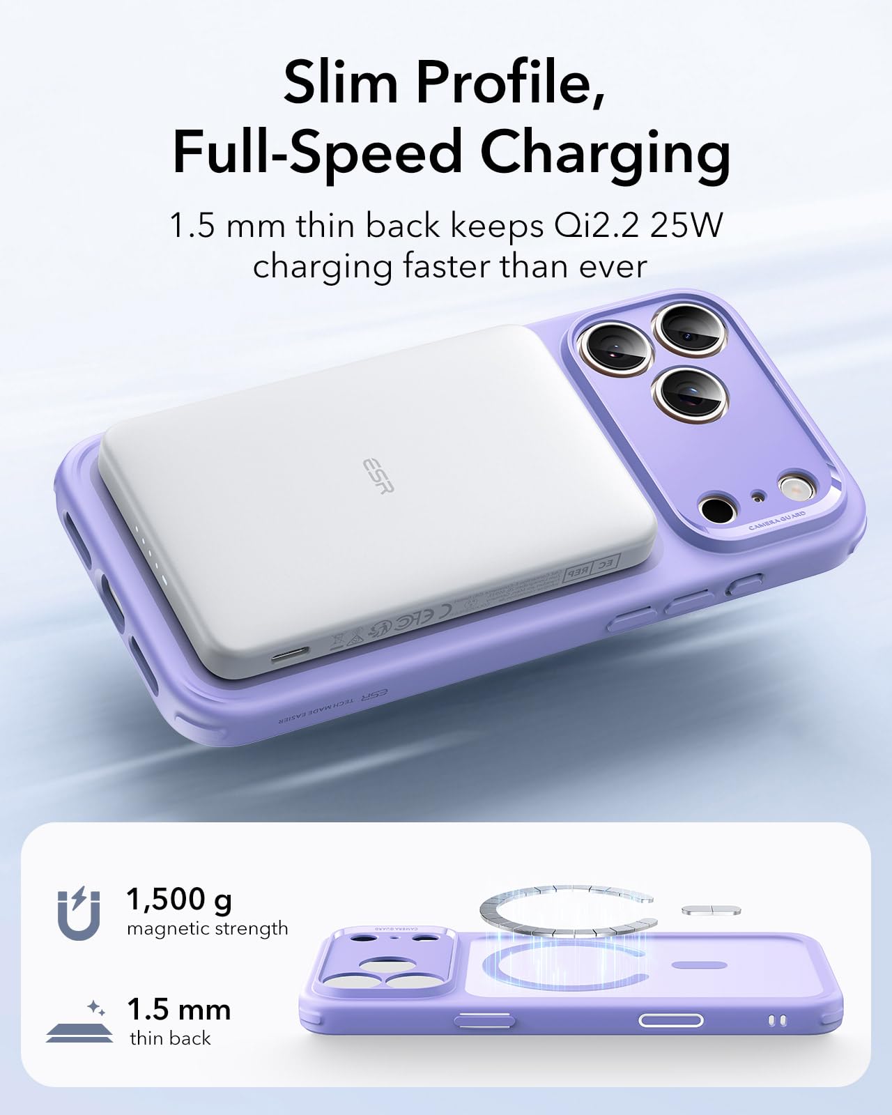 ESR Cover per iPhone 17 Pro, Custodia per controllo della fotocamera, Compatibile con MagSafe, Protezione antiurto di livello militare, Angoli Air Guard ammortizzanti, Viola