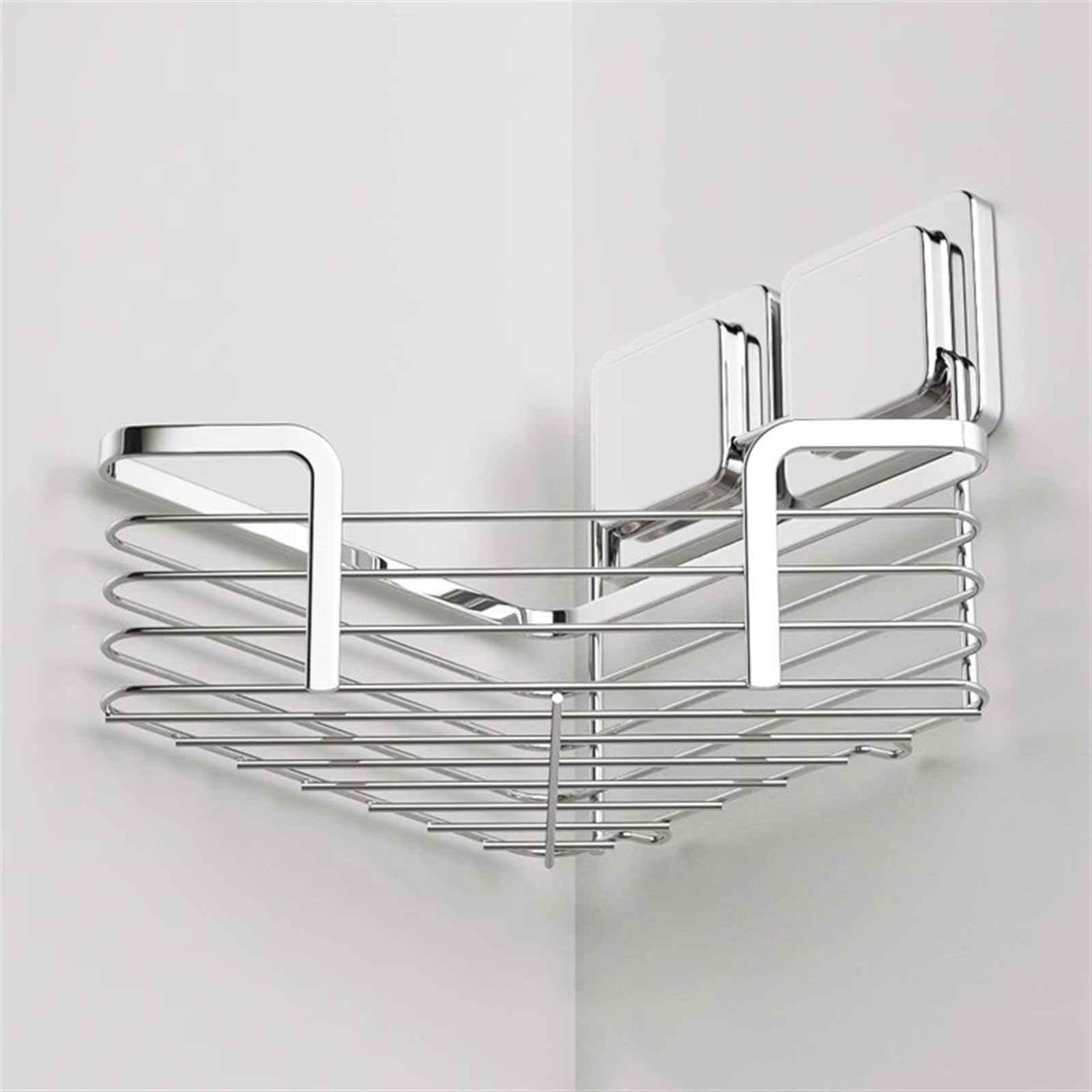 Organizador de ducha esquinero montado en la pared, estante de baño de acero inoxidable sin taladro, ahorra espacio para ducha, cocina, inodoro y azulejos
