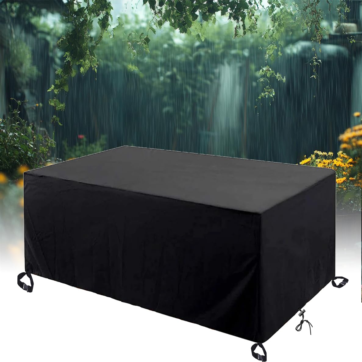 Wodoodporny pokrowiec na meble ogrodowe 280 x 175 x 85 cm, wytrzymały materiał Oxford 420D, prostokątny, ochrona stołu i sofy, odporna na zimę osłona mebli ogrodowych