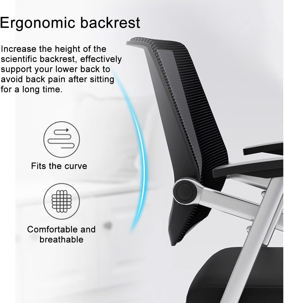 Foldable Mesh Ergonomic Training Room Chair Guest Reception Stack Chairs for Office School Church,Conference Chair with Writting Board and Arms,Office Chairs(Nero)