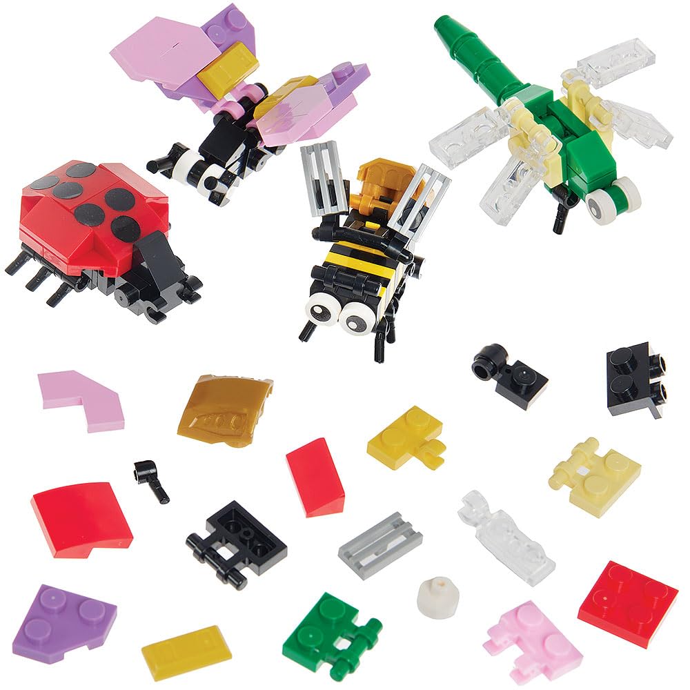Baker Ross WA153 Insect Building Brick Kits - Pack of 4, Fun Plastic Building Kits for Kids