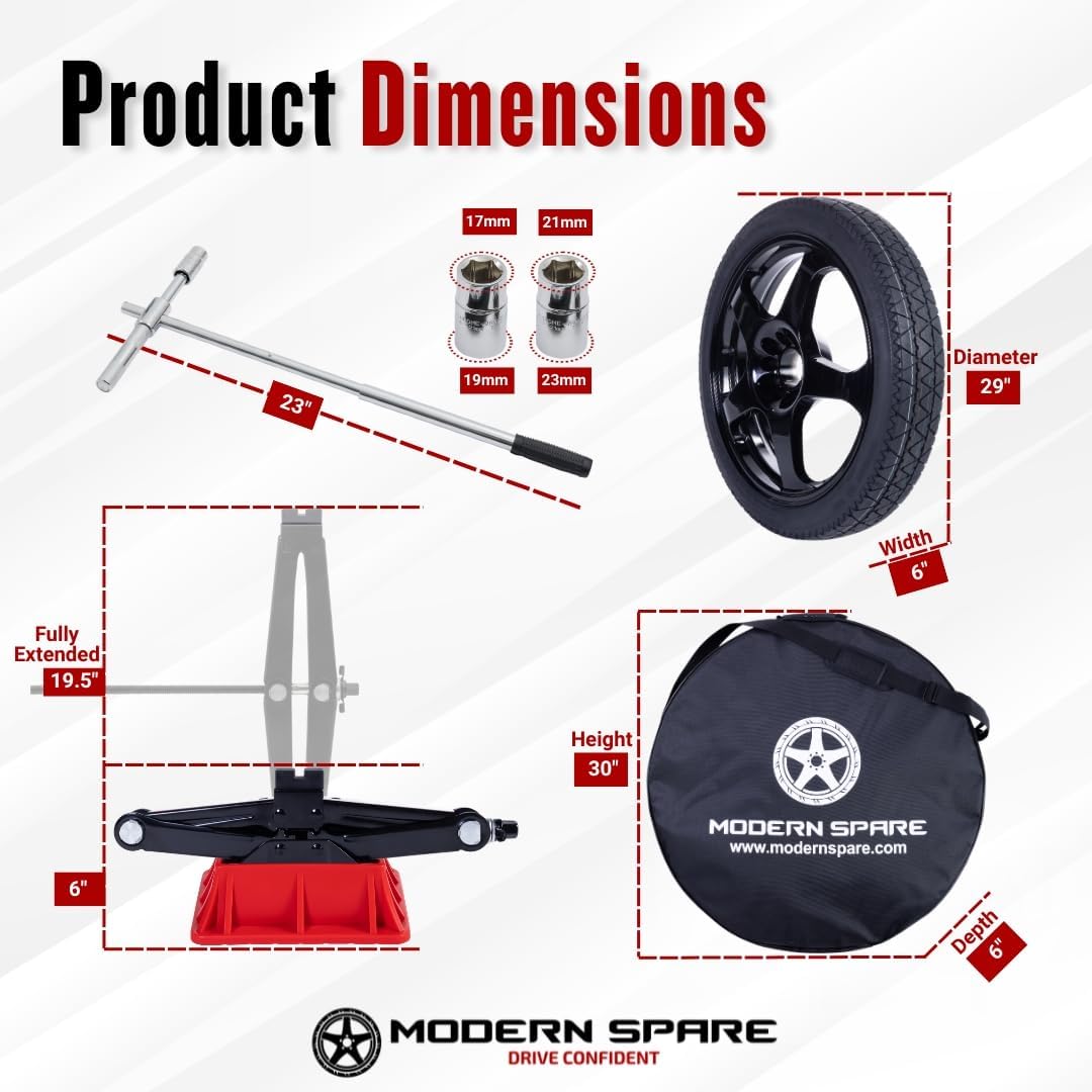 Modern Spare Complete Compact Spare Tire Kit - Fits 2020-2025 Hyundai Santa Fe