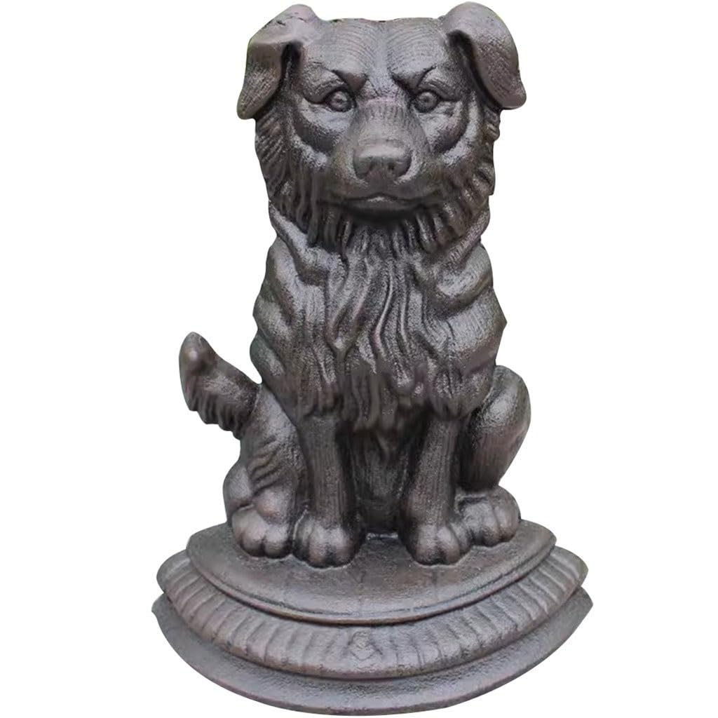 Kreativer Retro-Türstopper In Hundeform, Gußeiserner Türkeil Ohne Stanzen, Cartoon-Tierstatuen, Gartendekoration(Black Color)
