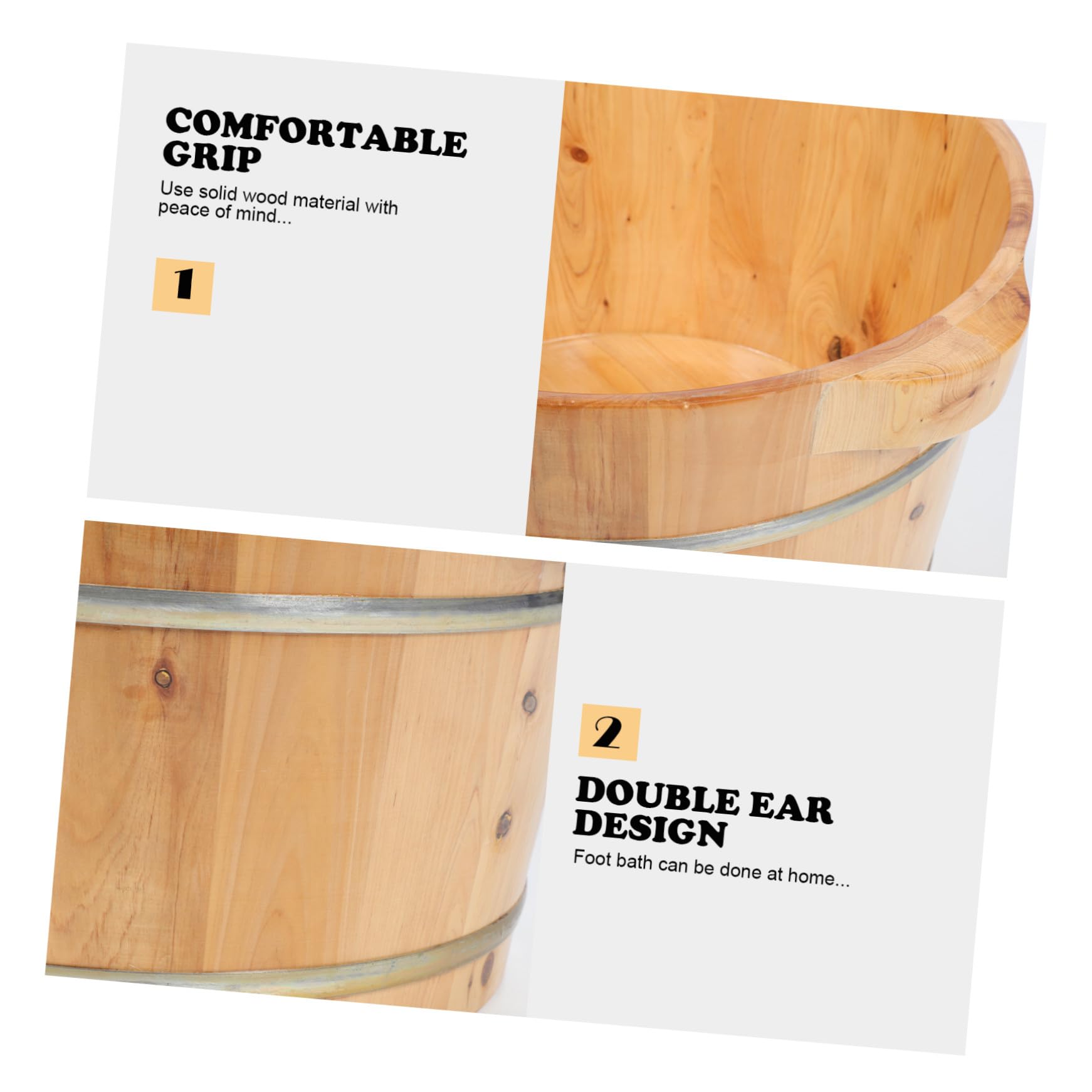 Zerodeko Fußbadewanne aus Massivem Holz mit Deckel und Fußmassagegerät Große Kapazität für Fußpflege zu Hause