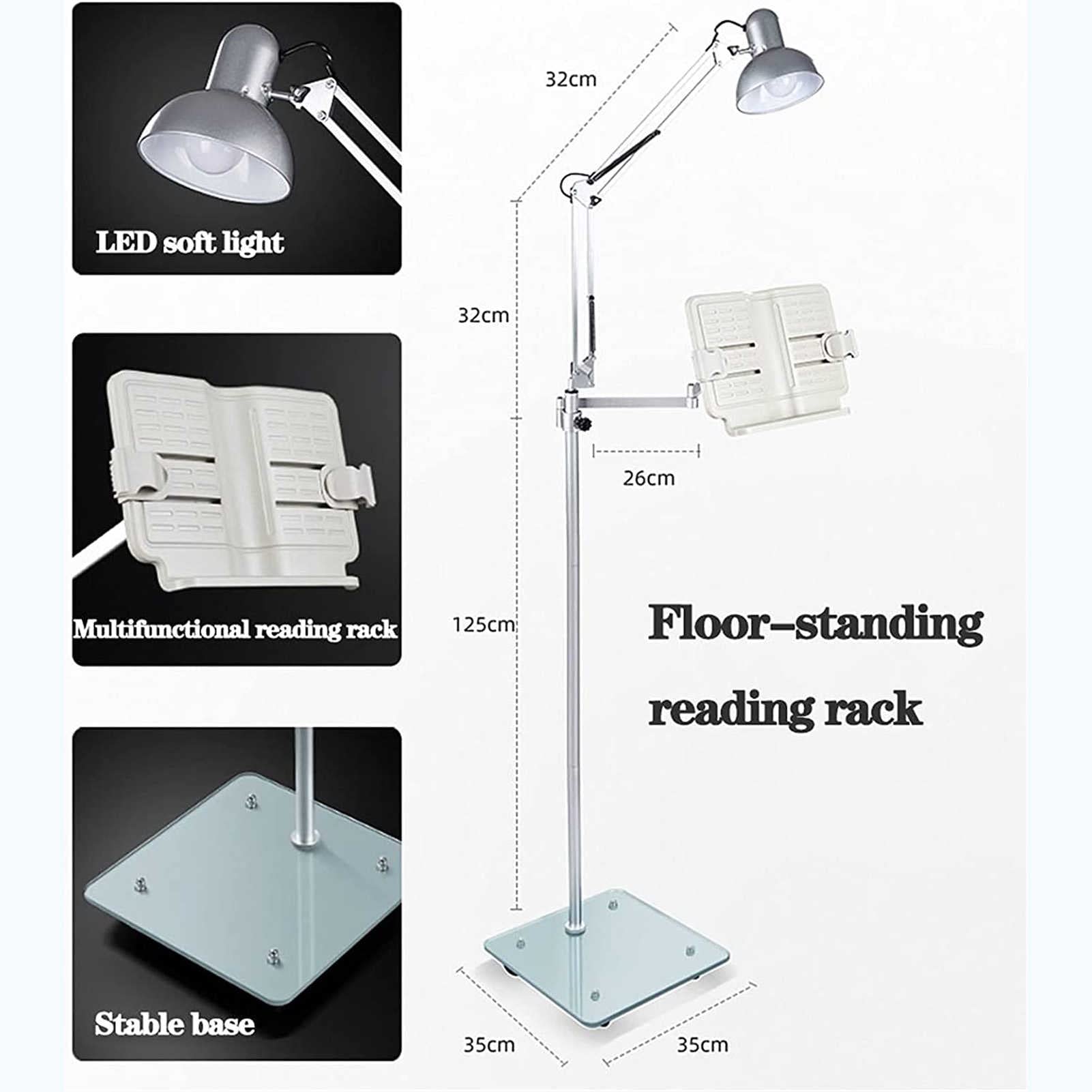 Estante de Lectura Multifuncional de pie con Ruedas: Soporte Ajustable para Libros, partituras y computadora portátil para Leer con Manos Libres en la Cama o en Cualquier Otro Lugar.