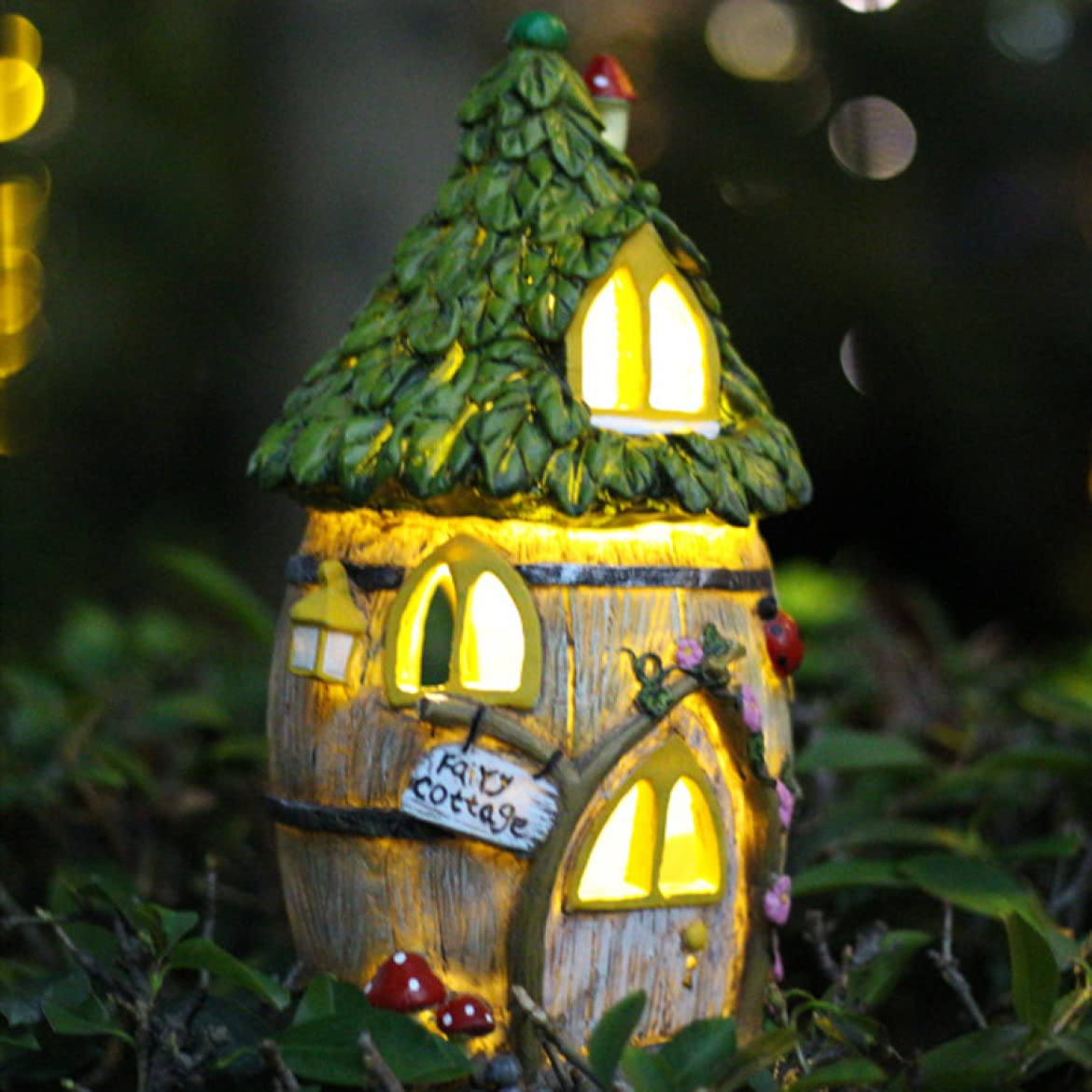 Amazon.co.jp: [dhiuebc] ソーラー置物 フェアリーハウス L 30cm