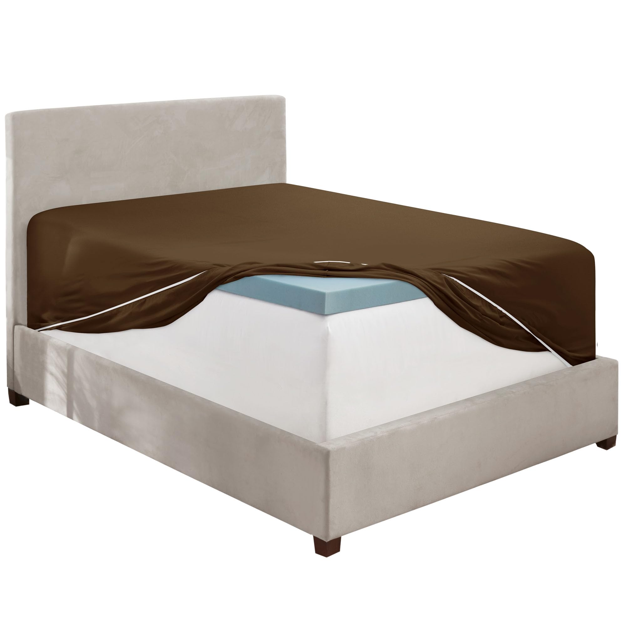 Hearth &amp; Harbor Extra Deep Pocket Queen Fitted Sheet, Brown