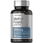 Horbach Methyl Folate Supplement | 1000 mcg | 200 Capsules | 5-MTHF | Folic Acid | Non-GMO, Gluten Free Methylfolate
